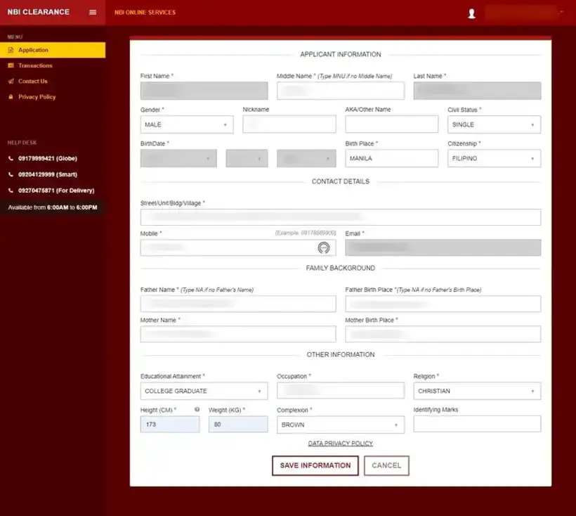 NBI Clearance Online Application
