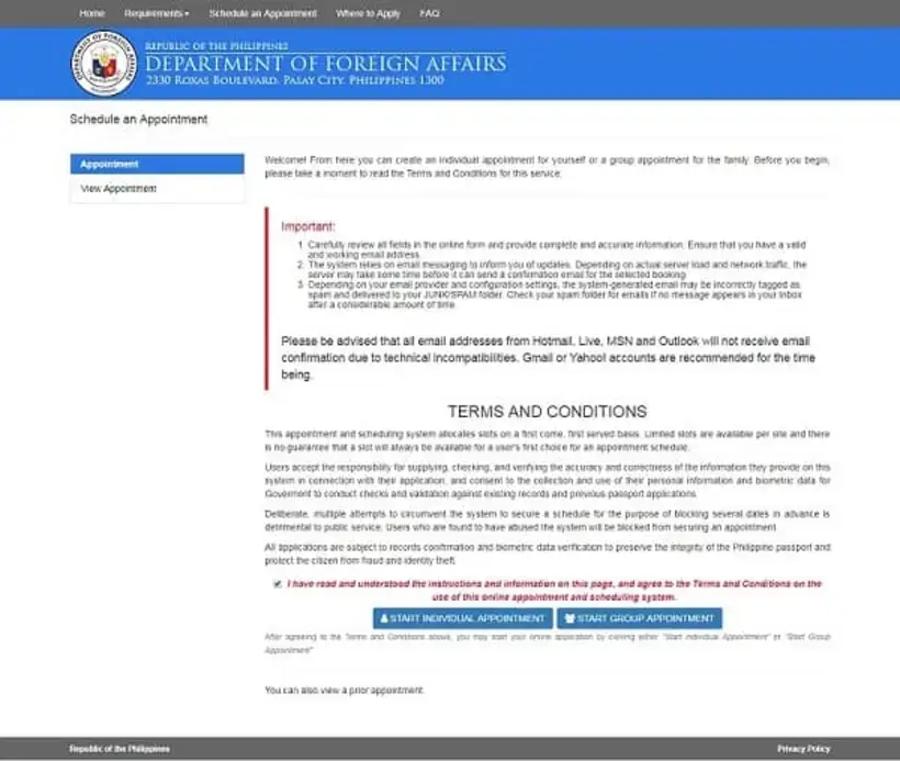 Philippine Passport Appointment Individual or Group